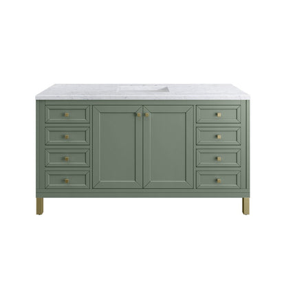 James Martin - Chicago 60" Single Vanity, Smokey Celadon, w/ 3 CM Carrara Marble Top - 503-V60S-SC-3CAR view 2