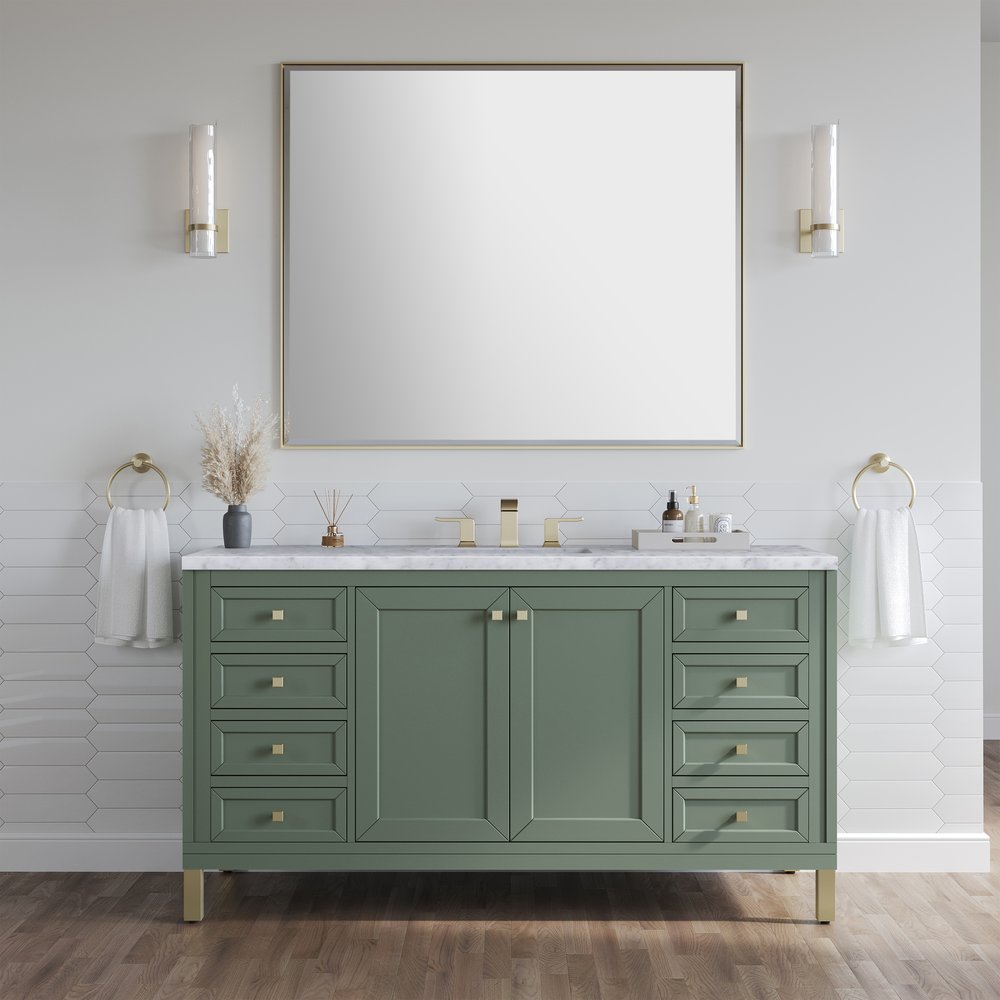 James Martin - Chicago 60" Single Vanity, Smokey Celadon, w/ 3 CM Carrara Marble Top - 503-V60S-SC-3CAR view 5