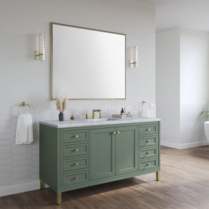 James Martin - Chicago 60" Single Vanity, Smokey Celadon, w/ 3 CM Carrara Marble Top - 503-V60S-SC-3CAR view 6