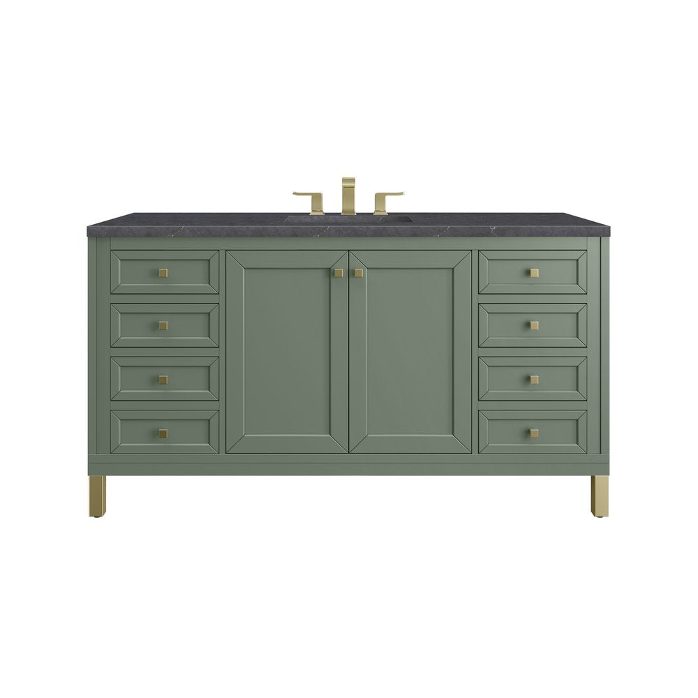 James Martin - Chicago 60" Single Vanity, Smokey Celadon, w/ 3 CM Charcoal Soapstone Silestone® Top - 503-V60S-SC-3CSP view 1