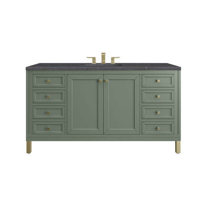 James Martin - Chicago 60" Single Vanity, Smokey Celadon, w/ 3 CM Charcoal Soapstone Silestone® Top - 503-V60S-SC-3CSP view 1
