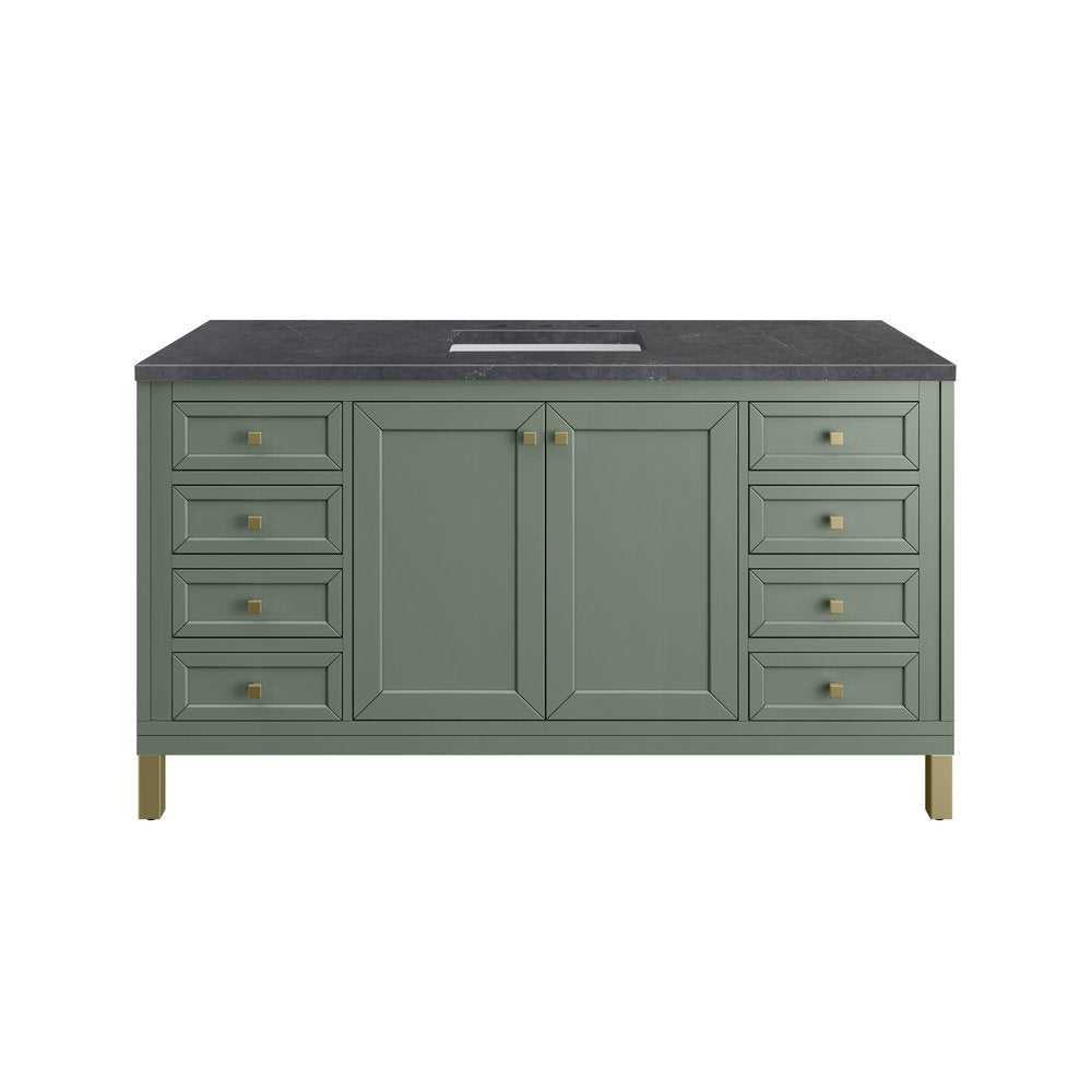 James Martin - Chicago 60" Single Vanity, Smokey Celadon, w/ 3 CM Charcoal Soapstone Silestone® Top - 503-V60S-SC-3CSP view 2