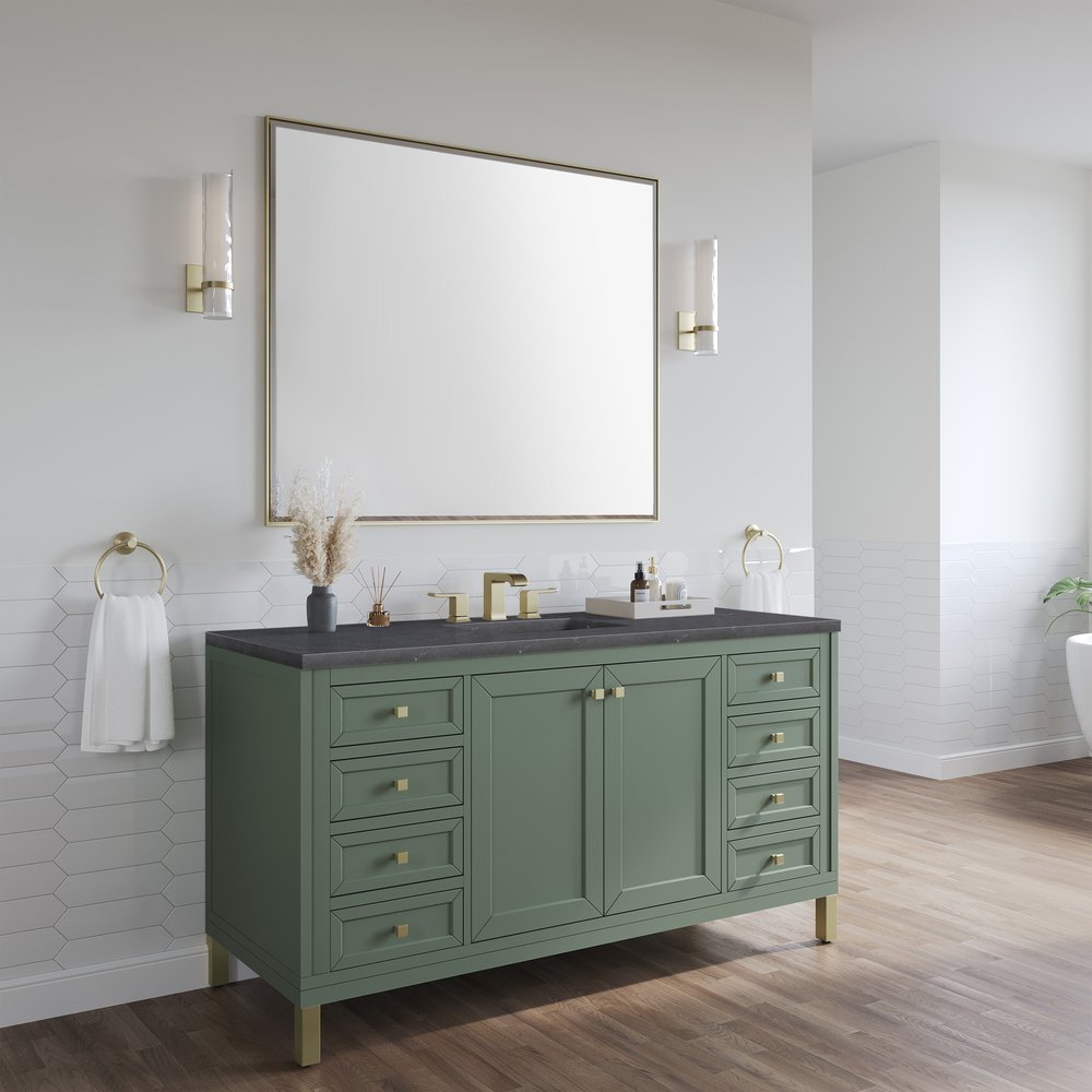 James Martin - Chicago 60" Single Vanity, Smokey Celadon, w/ 3 CM Charcoal Soapstone Silestone® Top - 503-V60S-SC-3CSP view 6