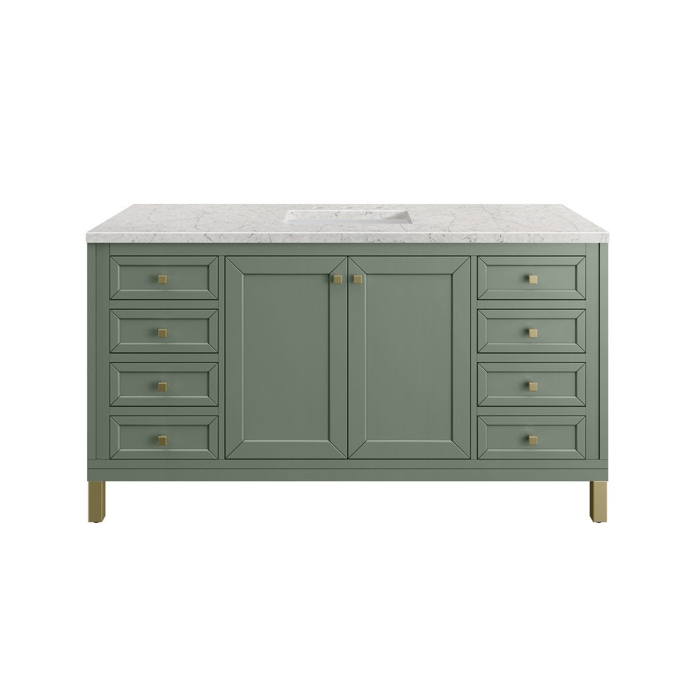James Martin - Chicago 60" Single Vanity, Smokey Celadon, w/ 3 CM Eternal Jasmine Pearl Silestone® Top - 503-V60S-SC-3EJP view 2