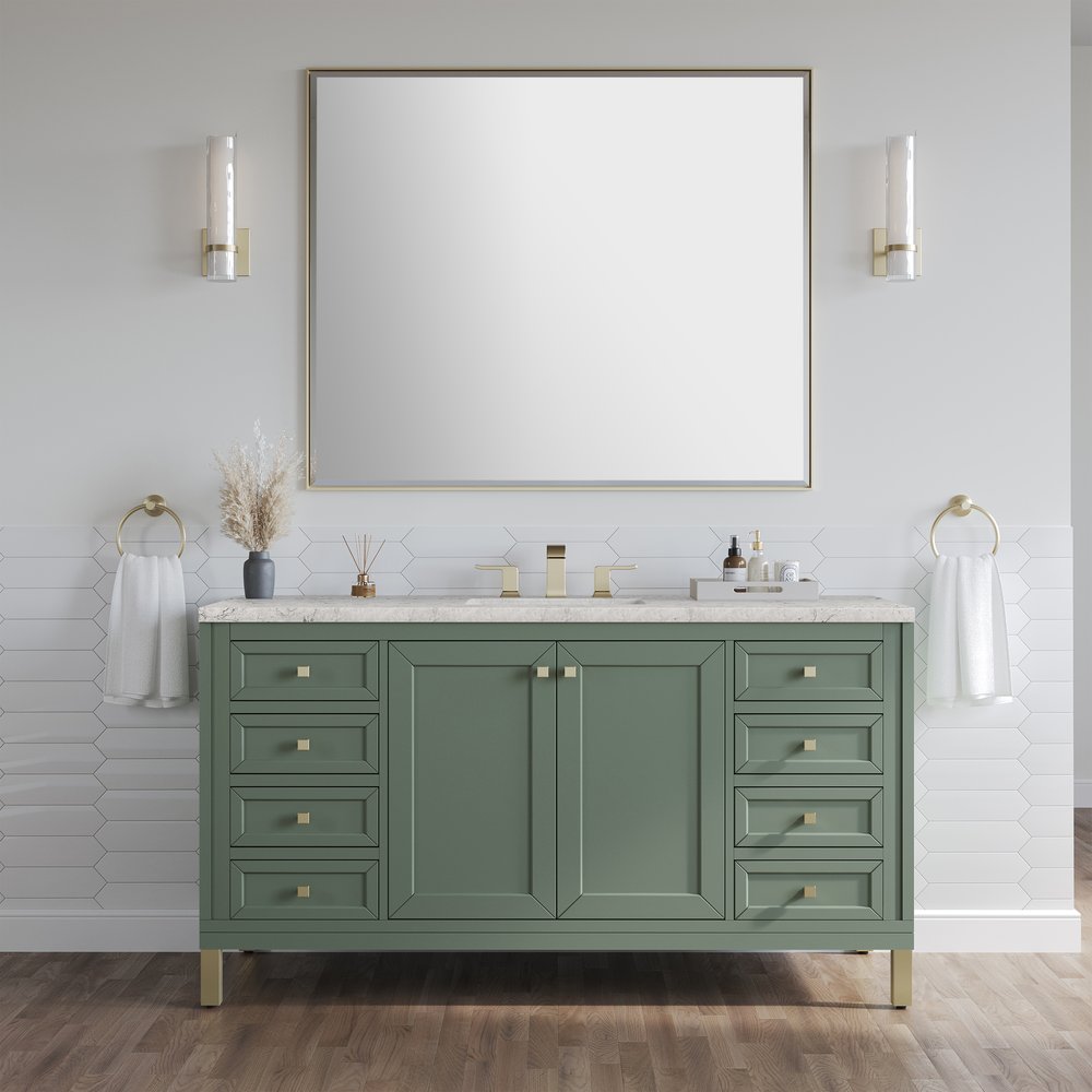 James Martin - Chicago 60" Single Vanity, Smokey Celadon, w/ 3 CM Eternal Jasmine Pearl Silestone® Top - 503-V60S-SC-3EJP view 5