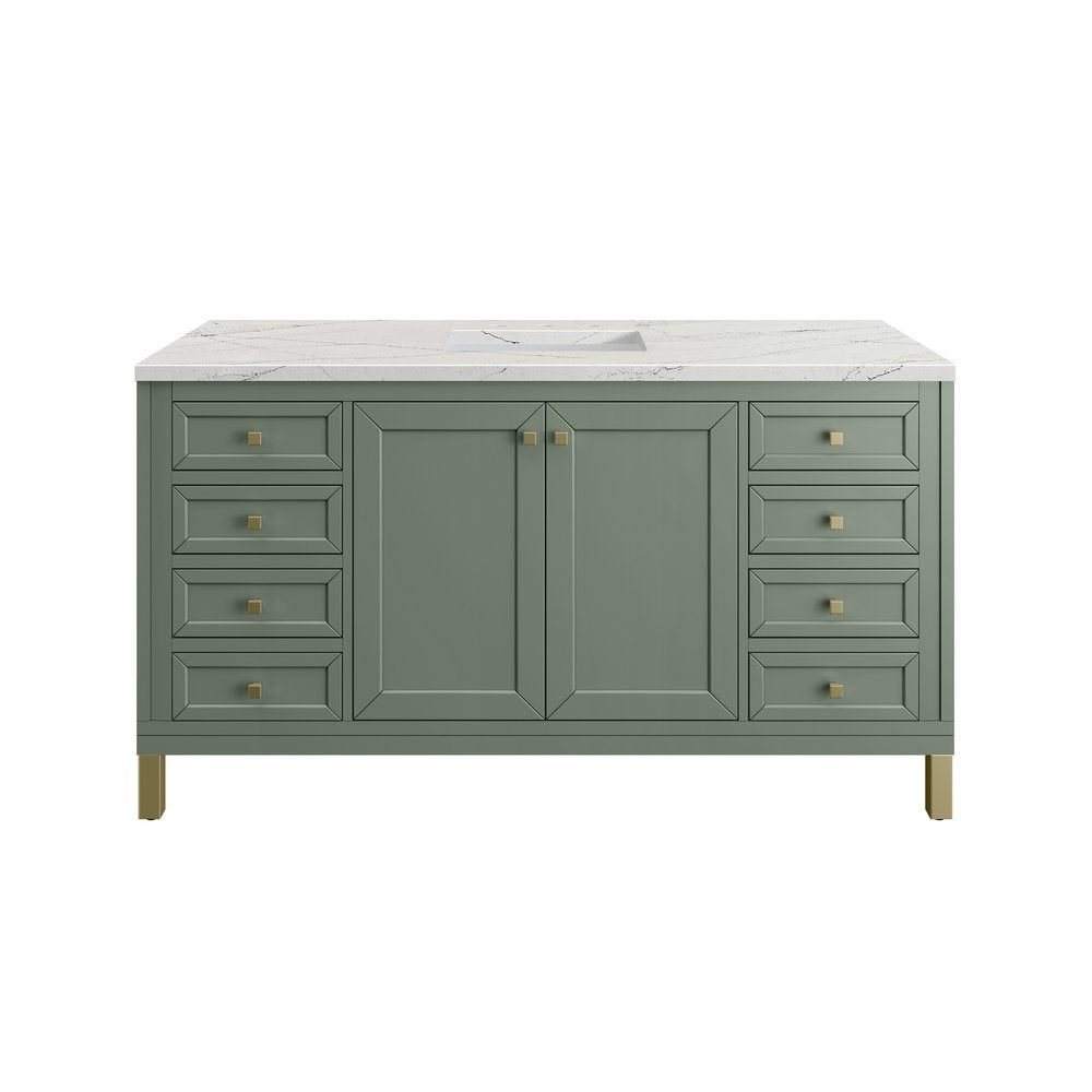 James Martin - Chicago 60" Single Vanity, Smokey Celadon, w/ 3 CM Ethereal Noctis Silestone® Top - 503-V60S-SC-3ENC view 2