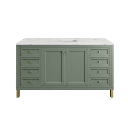 James Martin - Chicago 60" Single Vanity, Smokey Celadon, w/ 3 CM Ethereal Noctis Silestone® Top - 503-V60S-SC-3ENC view 2