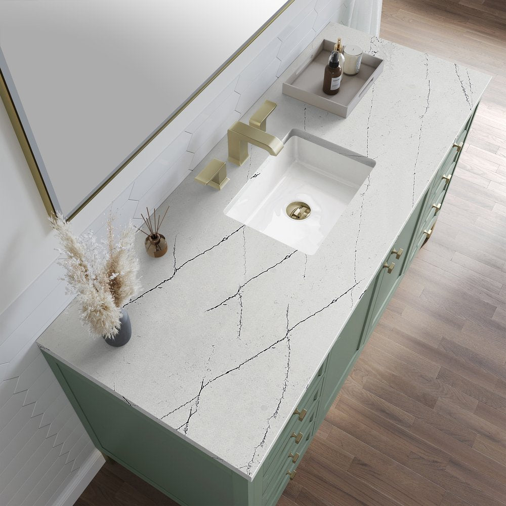 James Martin - Chicago 60" Single Vanity, Smokey Celadon, w/ 3 CM Ethereal Noctis Silestone® Top - 503-V60S-SC-3ENC view 9