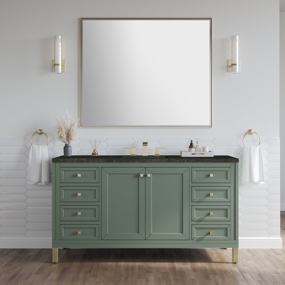 James Martin - Chicago 60" Single Vanity, Smokey Celadon, w/ 3 CM Phantome Eclos Top - 503-V60S-SC-3PHT view 3