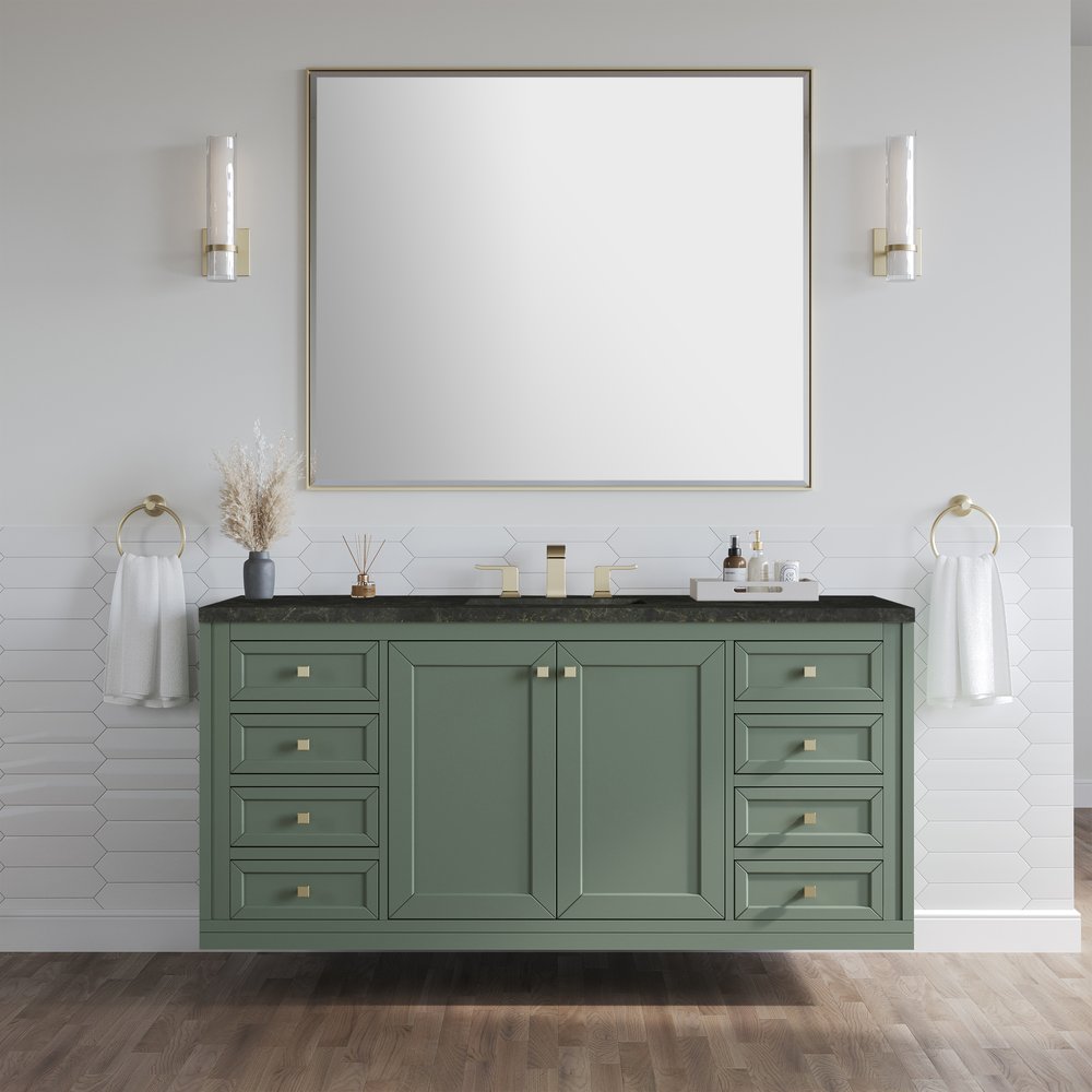 James Martin - Chicago 60" Single Vanity, Smokey Celadon, w/ 3 CM Phantome Eclos Top - 503-V60S-SC-3PHT view 4