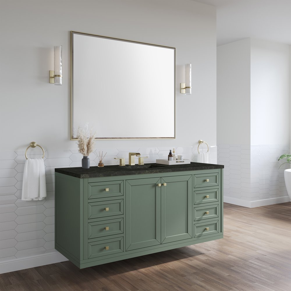 James Martin - Chicago 60" Single Vanity, Smokey Celadon, w/ 3 CM Phantome Eclos Top - 503-V60S-SC-3PHT view 6