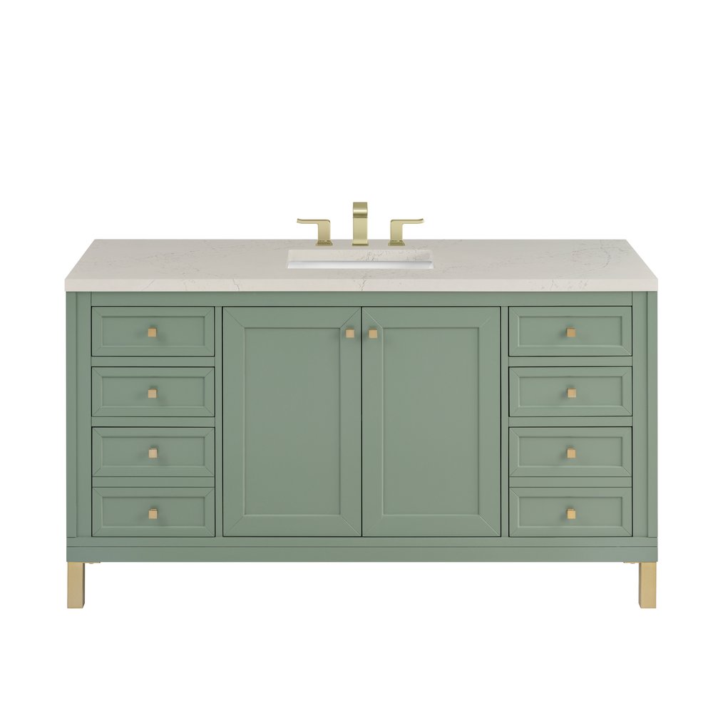 James Martin - Chicago 60" Single Vanity, Smokey Celadon, w/ 3 CM Siberian Silestone Top - 503-V60S-SC-3SFR view 1