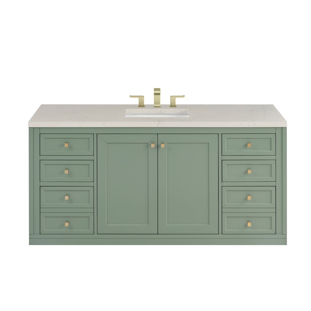 James Martin - Chicago 60" Single Vanity, Smokey Celadon, w/ 3 CM Siberian Silestone Top - 503-V60S-SC-3SFR view 2