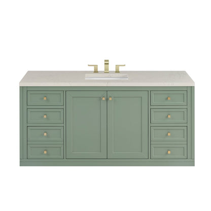 James Martin - Chicago 60" Single Vanity, Smokey Celadon, w/ 3 CM Siberian Silestone Top - 503-V60S-SC-3SFR view 2