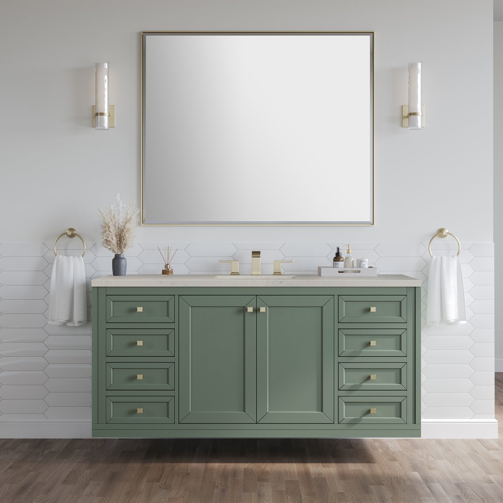 James Martin - Chicago 60" Single Vanity, Smokey Celadon, w/ 3 CM Siberian Silestone Top - 503-V60S-SC-3SFR view 4