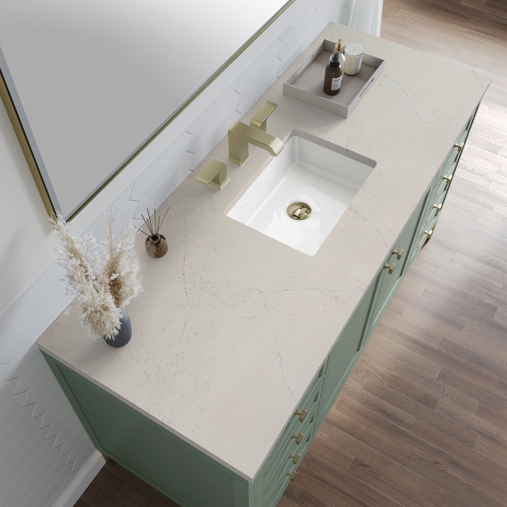 James Martin - Chicago 60" Single Vanity, Smokey Celadon, w/ 3 CM Siberian Silestone Top - 503-V60S-SC-3SFR view 7