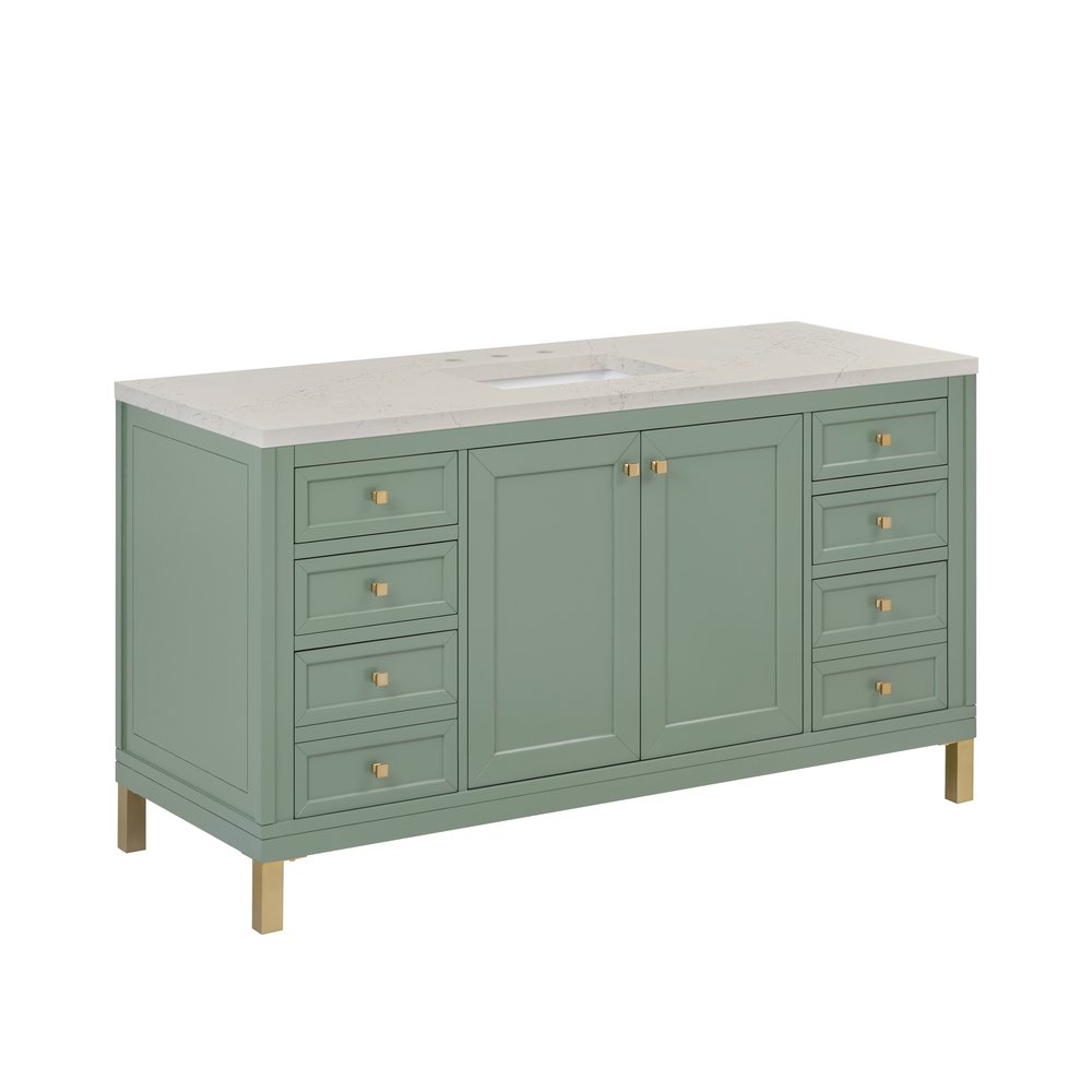 James Martin - Chicago 60" Single Vanity, Smokey Celadon, w/ 3 CM Siberian Silestone Top - 503-V60S-SC-3SFR view 9