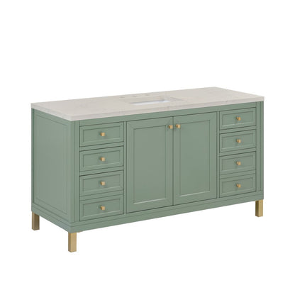 James Martin - Chicago 60" Single Vanity, Smokey Celadon, w/ 3 CM Siberian Silestone Top - 503-V60S-SC-3SFR view 9