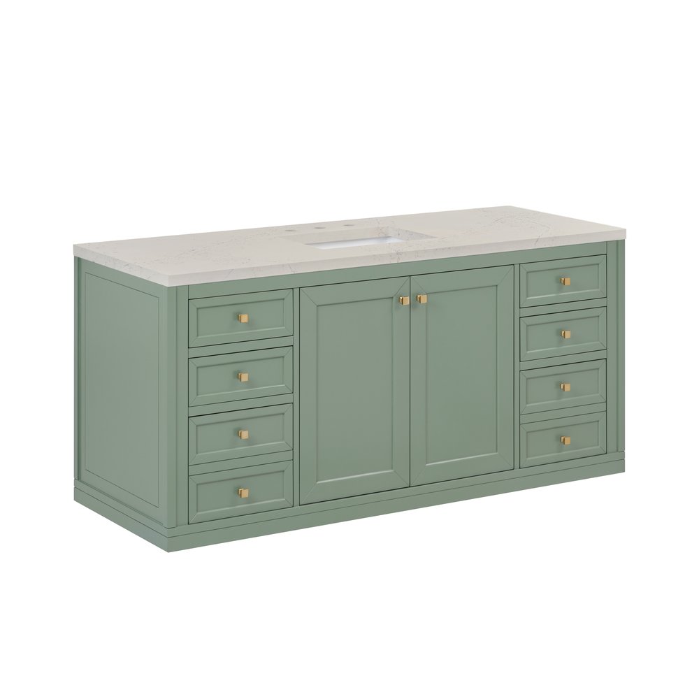 James Martin - Chicago 60" Single Vanity, Smokey Celadon, w/ 3 CM Siberian Silestone Top - 503-V60S-SC-3SFR view 10
