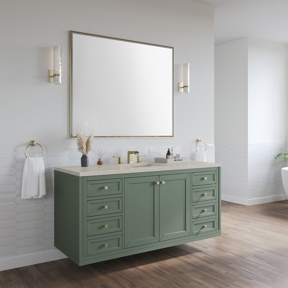 James Martin - Chicago 60" Single Vanity, Smokey Celadon, w/ 3 CM Siberian Silestone Top w/FreePower Wireless Charger - 503-V60S-SC-FSFR view 6