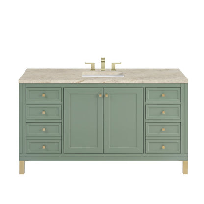 James Martin - Chicago 60" Single Vanity, Smokey Celadon, w/ 3 CM Tajnar Eclos Top - 503-V60S-SC-3TJR view 1