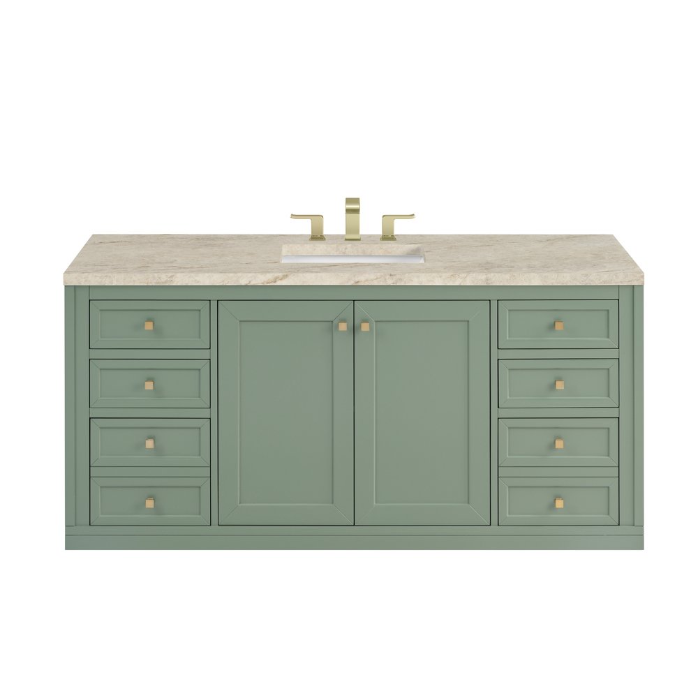 James Martin - Chicago 60" Single Vanity, Smokey Celadon, w/ 3 CM Tajnar Eclos Top - 503-V60S-SC-3TJR view 2