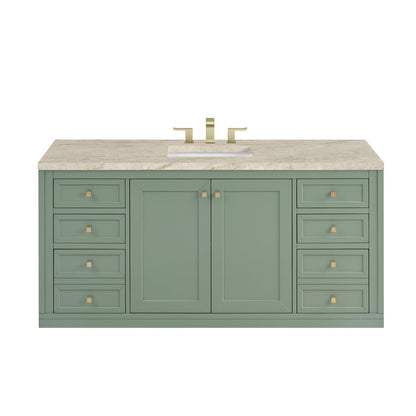 James Martin - Chicago 60" Single Vanity, Smokey Celadon, w/ 3 CM Tajnar Eclos Top - 503-V60S-SC-3TJR view 2