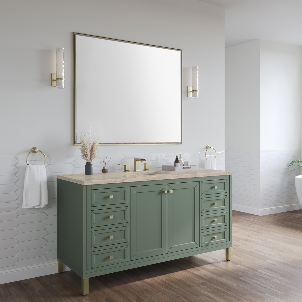 James Martin - Chicago 60" Single Vanity, Smokey Celadon, w/ 3 CM Tajnar Eclos Top - 503-V60S-SC-3TJR view 5