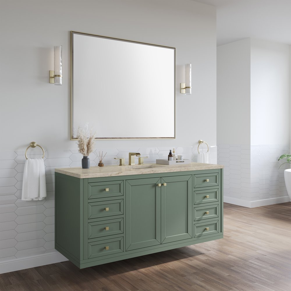 James Martin - Chicago 60" Single Vanity, Smokey Celadon, w/ 3 CM Tajnar Eclos Top - 503-V60S-SC-3TJR view 6