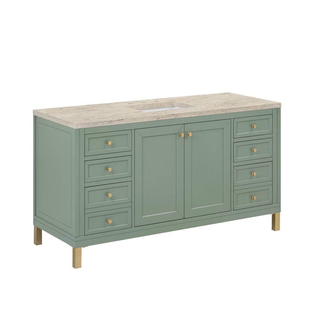 James Martin - Chicago 60" Single Vanity, Smokey Celadon, w/ 3 CM Tajnar Eclos Top - 503-V60S-SC-3TJR view 9