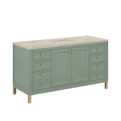 James Martin - Chicago 60" Single Vanity, Smokey Celadon, w/ 3 CM Tajnar Eclos Top - 503-V60S-SC-3TJR view 9