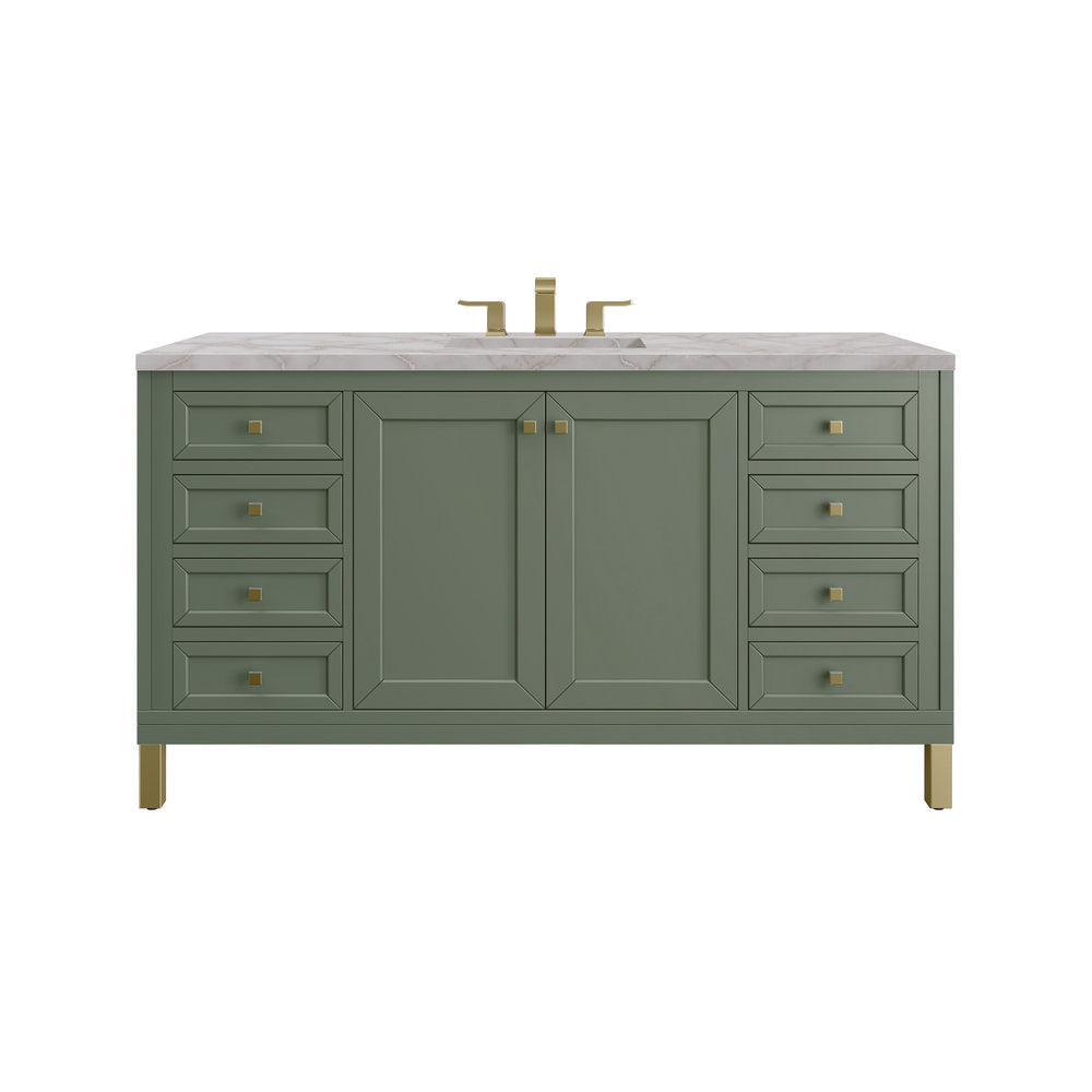 James Martin - Chicago 60" Single Vanity, Smokey Celadon, w/ 3 CM Victorian Silver Silestone® Top - 503-V60S-SC-3VSL view 1
