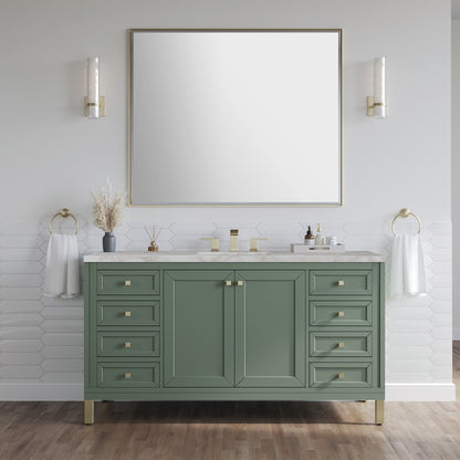 James Martin - Chicago 60" Single Vanity, Smokey Celadon, w/ 3 CM Victorian Silver Silestone® Top - 503-V60S-SC-3VSL view 4