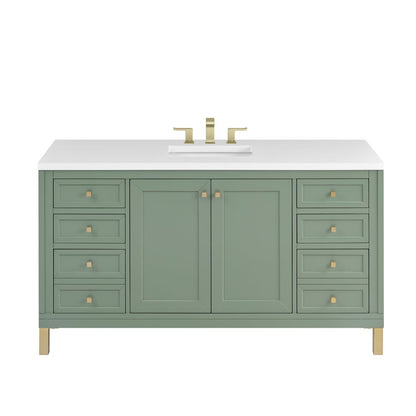 James Martin - Chicago 60" Single Vanity, Smokey Celadon, w/ 3 CM White Zeus Silestone® Top - 503-V60S-SC-3WZ view 1