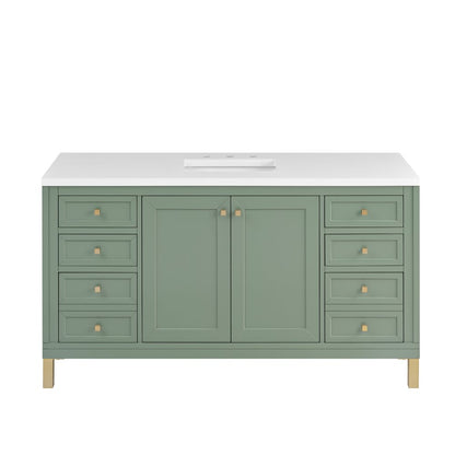 James Martin - Chicago 60" Single Vanity, Smokey Celadon, w/ 3 CM White Zeus Silestone® Top - 503-V60S-SC-3WZ view 2