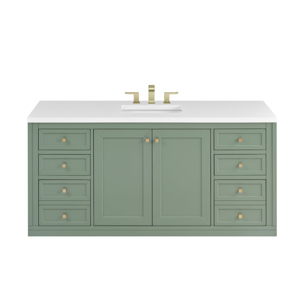 James Martin - Chicago 60" Single Vanity, Smokey Celadon, w/ 3 CM White Zeus Silestone® Top - 503-V60S-SC-3WZ view 3