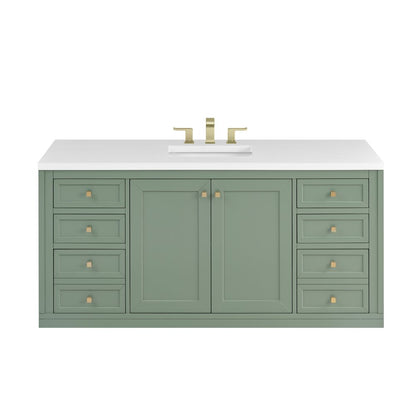 James Martin - Chicago 60" Single Vanity, Smokey Celadon, w/ 3 CM White Zeus Silestone® Top - 503-V60S-SC-3WZ view 3