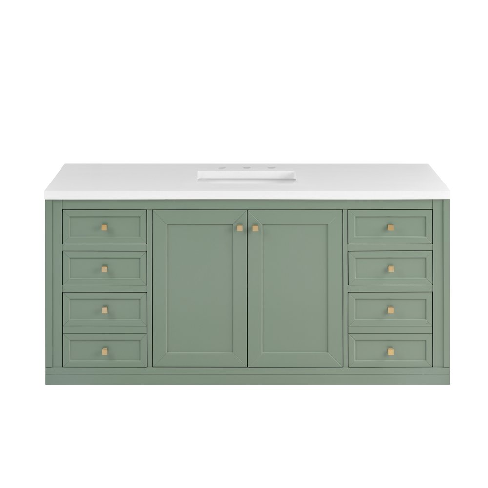 James Martin - Chicago 60" Single Vanity, Smokey Celadon, w/ 3 CM White Zeus Silestone® Top - 503-V60S-SC-3WZ view 4