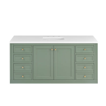 James Martin - Chicago 60" Single Vanity, Smokey Celadon, w/ 3 CM White Zeus Silestone® Top - 503-V60S-SC-3WZ view 4