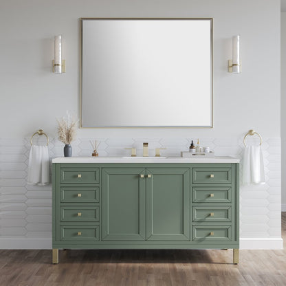 James Martin - Chicago 60" Single Vanity, Smokey Celadon, w/ 3 CM White Zeus Silestone® Top - 503-V60S-SC-3WZ view 7