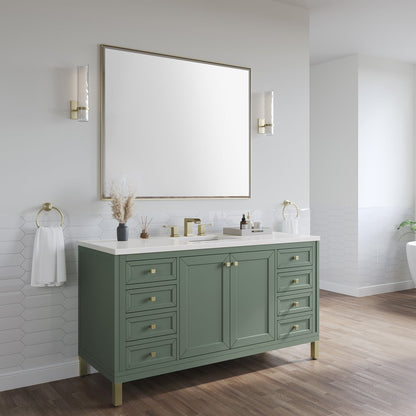 James Martin - Chicago 60" Single Vanity, Smokey Celadon, w/ 3 CM White Zeus Silestone® Top - 503-V60S-SC-3WZ view 8