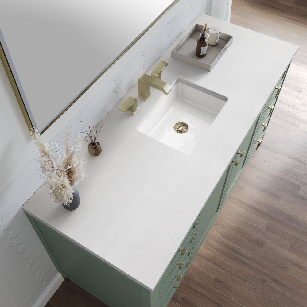 James Martin - Chicago 60" Single Vanity, Smokey Celadon, w/ 3 CM White Zeus Silestone® Top - 503-V60S-SC-3WZ view 11