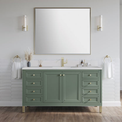James Martin - Chicago 60" Single Vanity, Smokey Celadon, w/ Single Hole 3CM White Zeus Silestone® Top & Backsplash - 503-V60S-SC-1WZ view 4