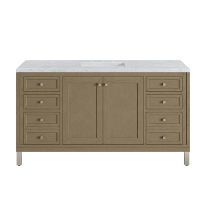 James Martin - Chicago 60" Single Vanity, Walnut Whisper, w/ 3 CM Carrara Marble Top - 503-V60S-WLW-3CAR view 2