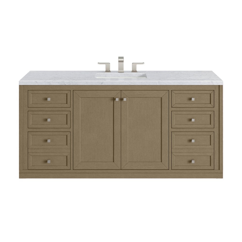 James Martin - Chicago 60" Single Vanity, Walnut Whisper, w/ 3 CM Carrara Marble Top - 503-V60S-WLW-3CAR view 3