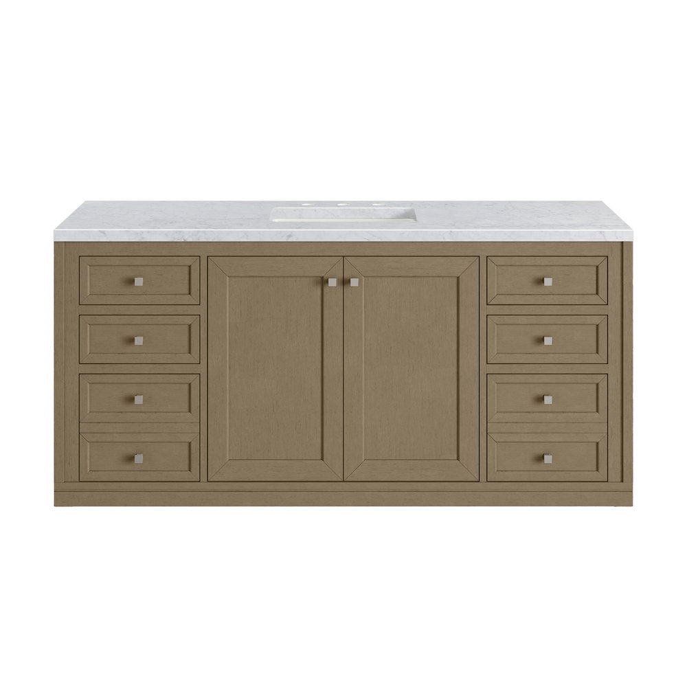 James Martin - Chicago 60" Single Vanity, Walnut Whisper, w/ 3 CM Carrara Marble Top - 503-V60S-WLW-3CAR view 4
