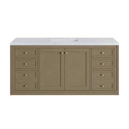 James Martin - Chicago 60" Single Vanity, Walnut Whisper, w/ 3 CM Carrara Marble Top - 503-V60S-WLW-3CAR view 4