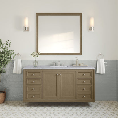 James Martin - Chicago 60" Single Vanity, Walnut Whisper, w/ 3 CM Carrara Marble Top - 503-V60S-WLW-3CAR view 7