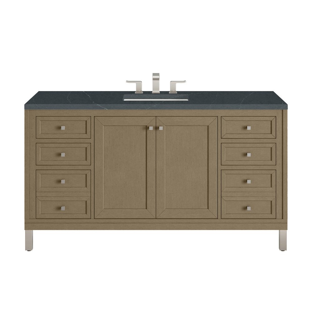 James Martin - Chicago 60" Single Vanity, Walnut Whisper, w/ 3 CM Charcoal Soapstone Silestone® Top - 503-V60S-WLW-3CSP view 1