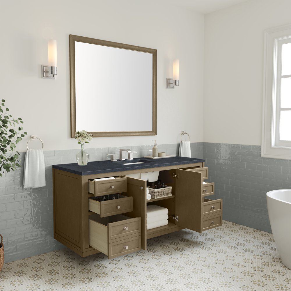 James Martin - Chicago 60" Single Vanity, Walnut Whisper, w/ 3 CM Charcoal Soapstone Silestone® Top - 503-V60S-WLW-3CSP view 11